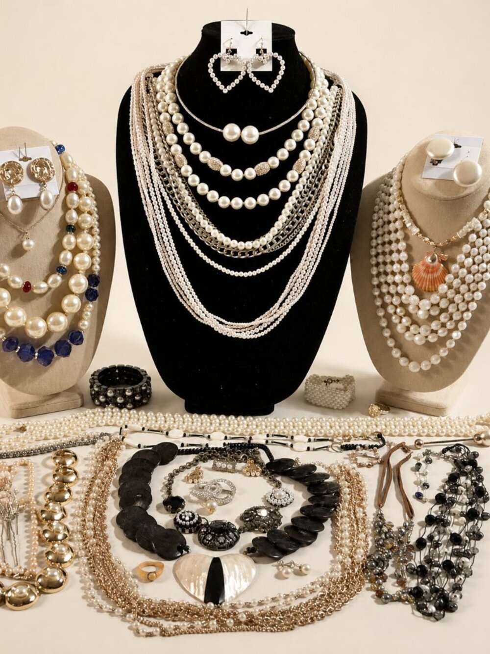 💎Curated Faux Pearl Jewelry Collection | Vintage Glam Statement Necklaces & Set
